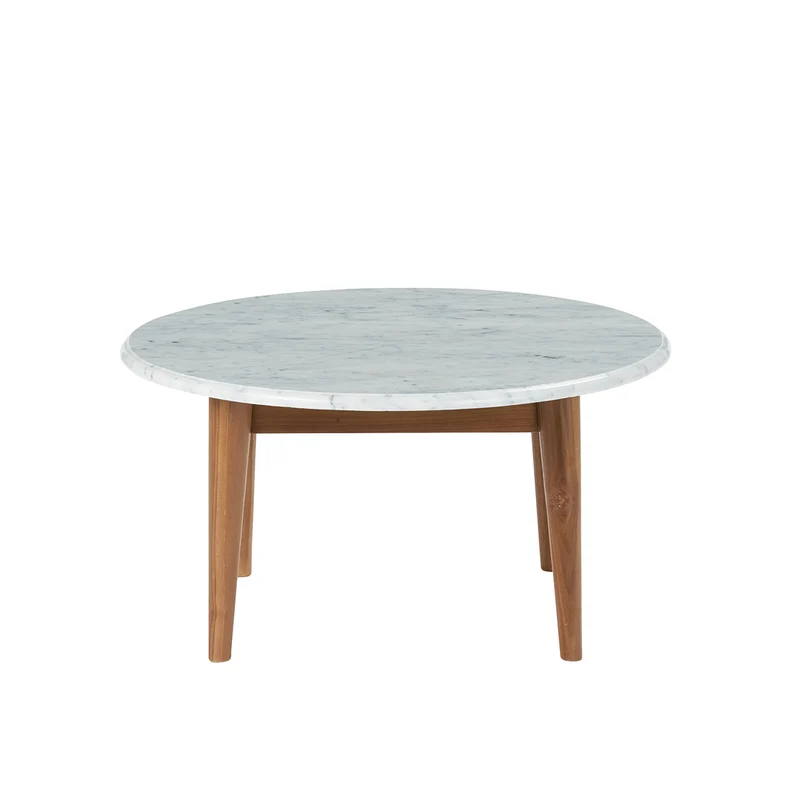 Mesa de centro de mármol y teca maciza Ø 70 cm