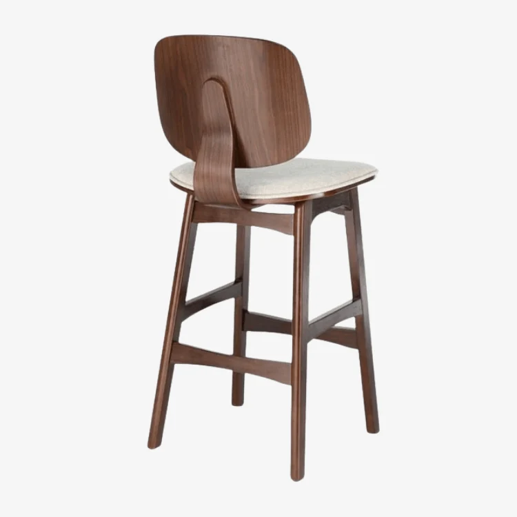 Taburete madera nogal y tapizado H65 Everly
