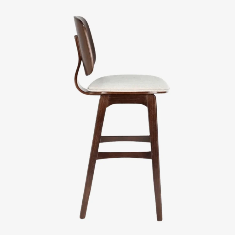 Taburete madera nogal y tapizado H65 Everly