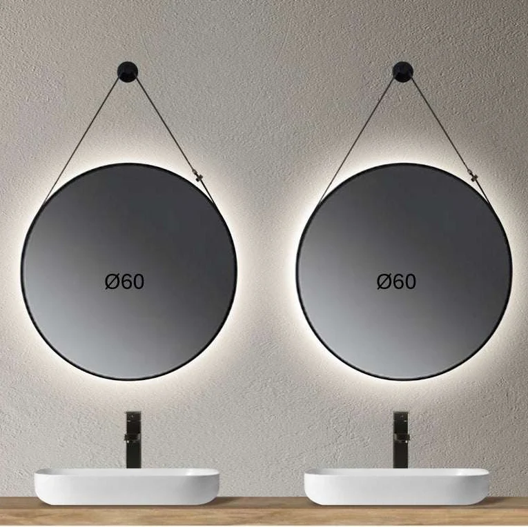 Mueble de baño encimera 2 lavabos 140 + espejos led Mauricio natural