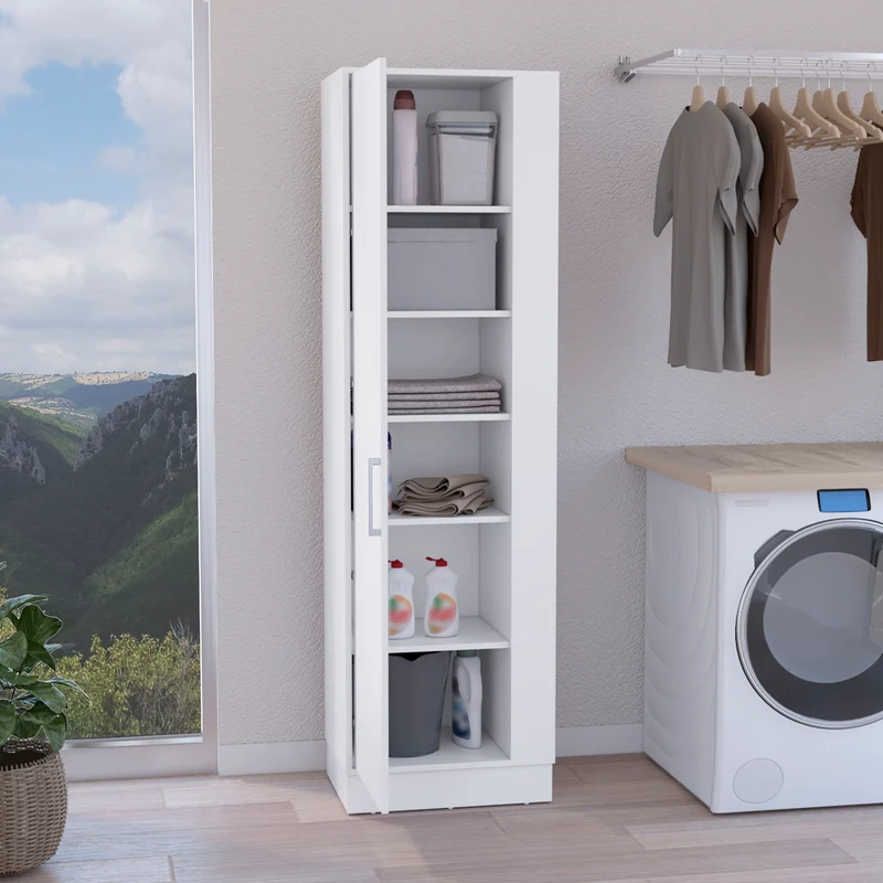 TUHOME Mueble de almacenamiento Lilo, con cinco repisas, color blanco