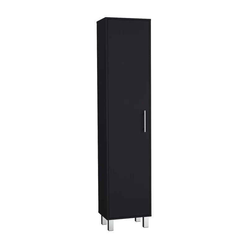 Columna de baño Laska con 5 estantes y 1 puerta , negro , 180 cm X 40 cm X 29.8 cm