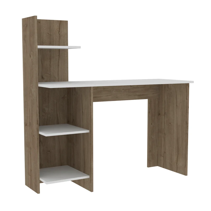 Mesa de Escritorio Vilna 120, con estantería, Duna / Blanco