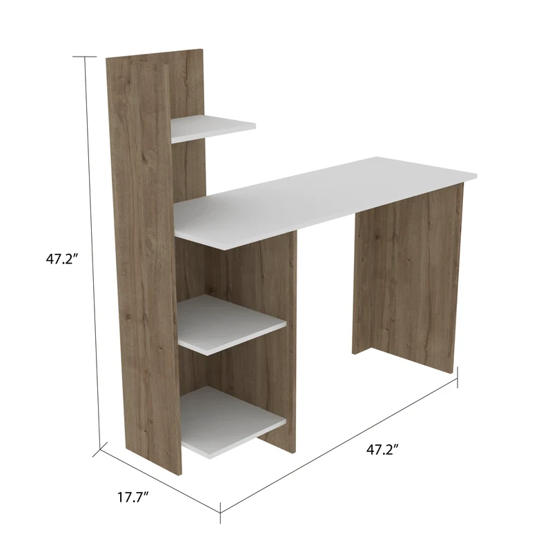 Mesa de Escritorio Vilna 120, con estantería, Duna / Blanco