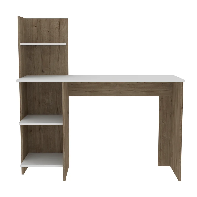 Mesa de Escritorio Vilna 120, con estantería, Duna / Blanco