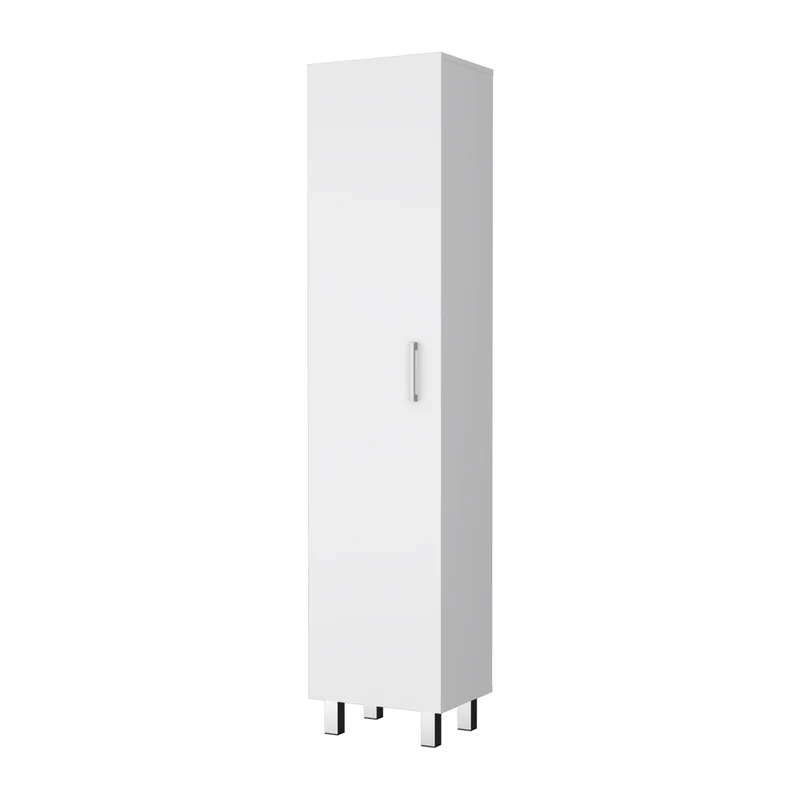 Columna de baño Vintro en melamina con 4 estantes y 1 puerta , blanco , 180 cm X 40 cm X 31.3 cm