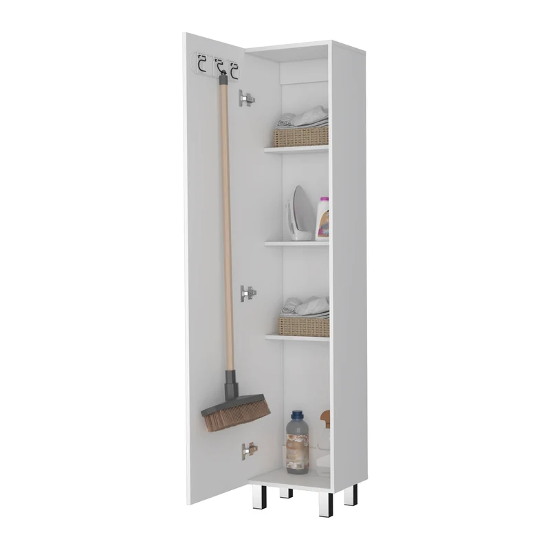Columna de baño Vintro en melamina con 4 estantes y 1 puerta , blanco , 180 cm X 40 cm X 31.3 cm