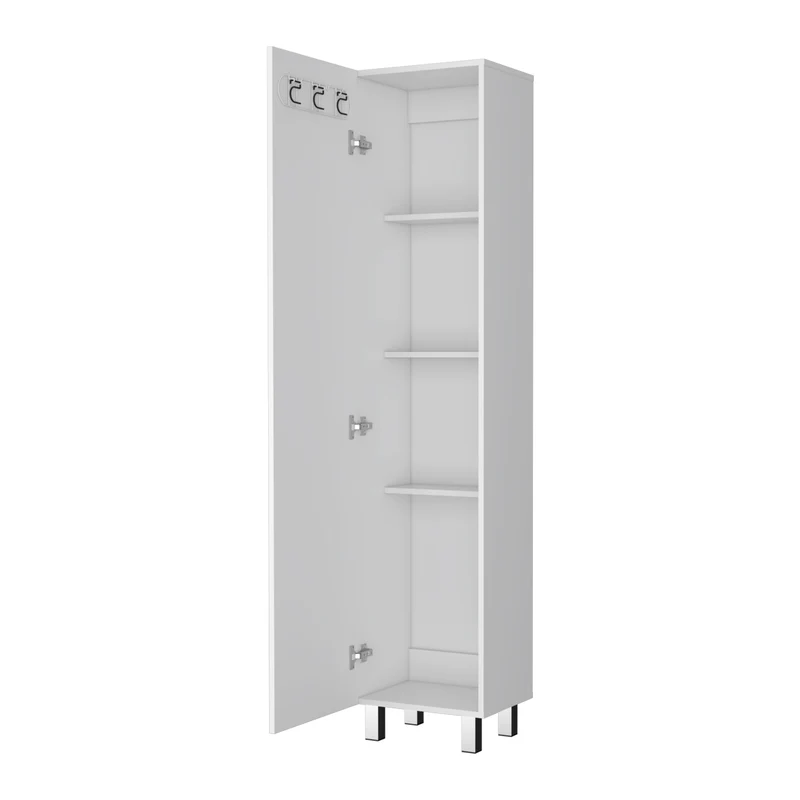 Columna de baño Vintro en melamina con 4 estantes y 1 puerta , blanco , 180 cm X 40 cm X 31.3 cm