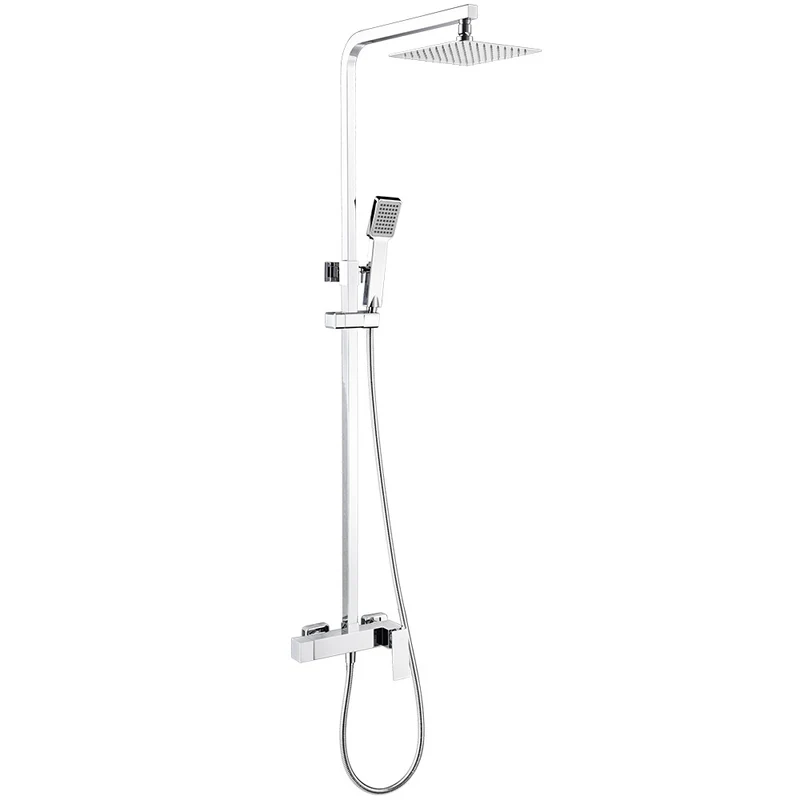 Pisa Columna de ducha con grifo monomando | Rociador Cuadrado acero inox. S.304 20x20 cm | Extraplano Antical