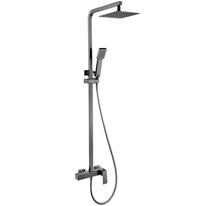Pisa Columna de ducha con grifo monomando | Rociador Cuadrado acero inox. S.304 20x20 cm | Extraplano Antical