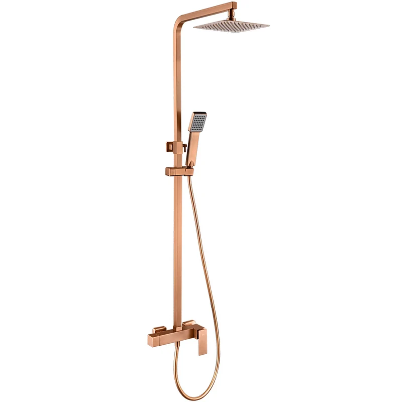 Pisa Columna de ducha con grifo monomando | Rociador Cuadrado acero inox. S.304 20x20 cm | Extraplano Antical