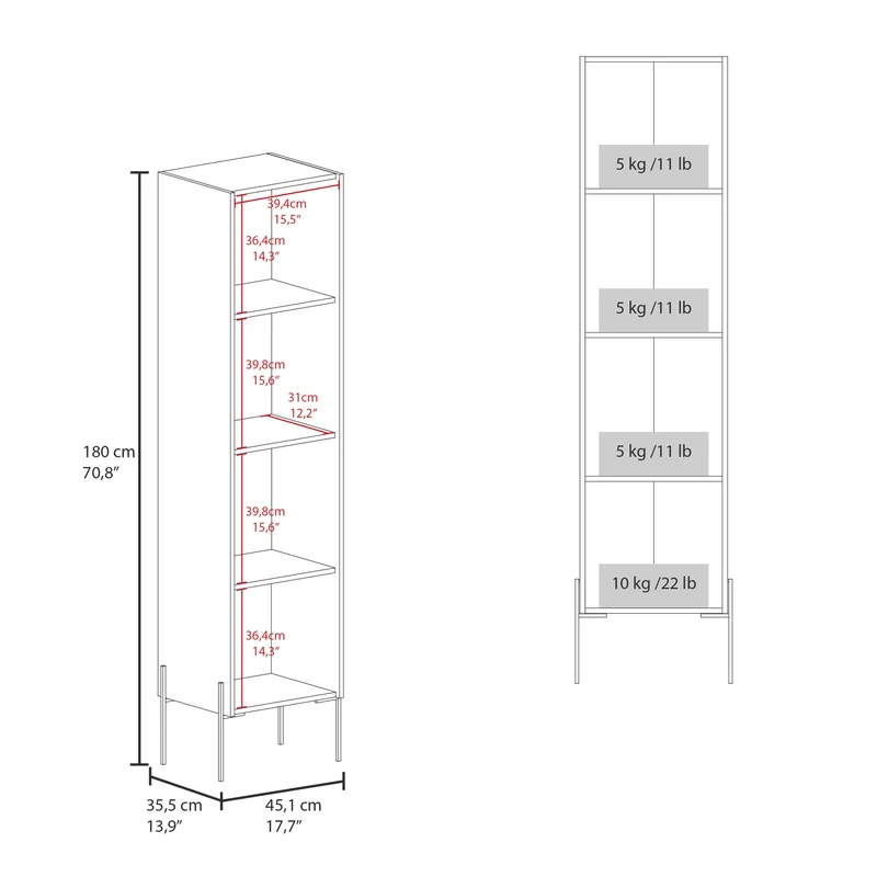 Columna de baño Sealy en melamina con 2 puertas y 4 estantes , Plomo