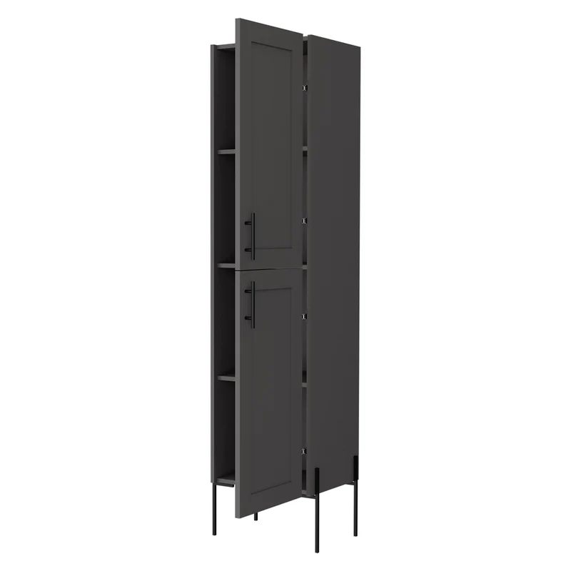 Columna de baño Sealy en melamina con 2 puertas y 4 estantes , Plomo