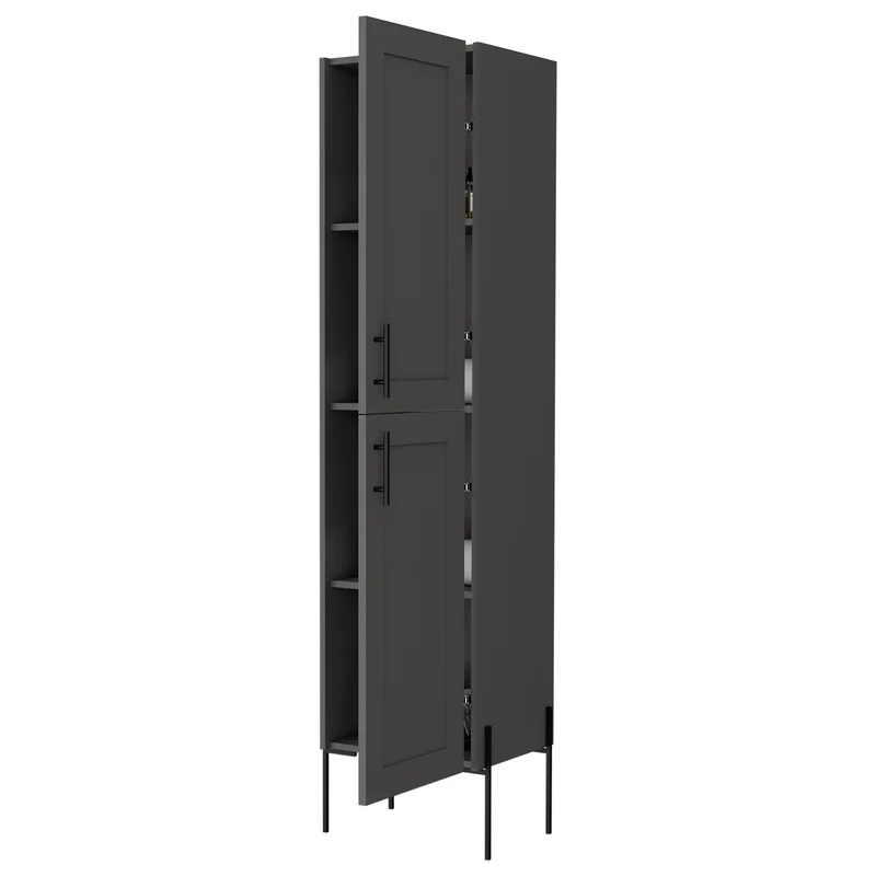 Columna de baño Sealy en melamina con 2 puertas y 4 estantes , Plomo