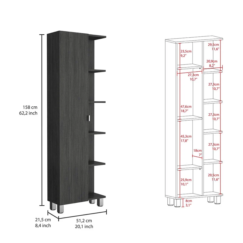 Torre de baño vertical Urano en melamina con 9 estantes