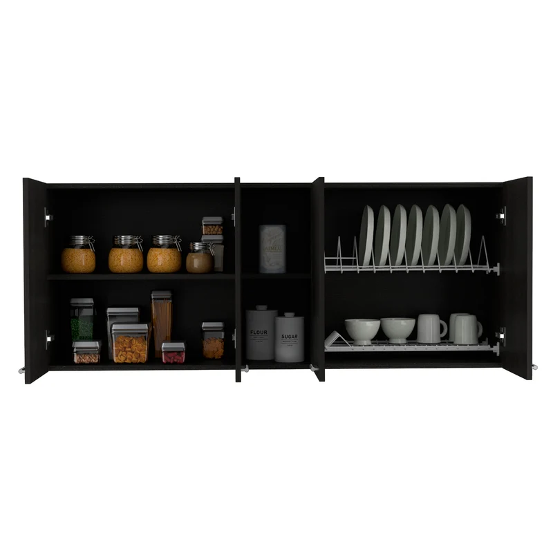 Mueble de pared para cocina Rochet en melamina con 4 gabinetes y 3 estantes