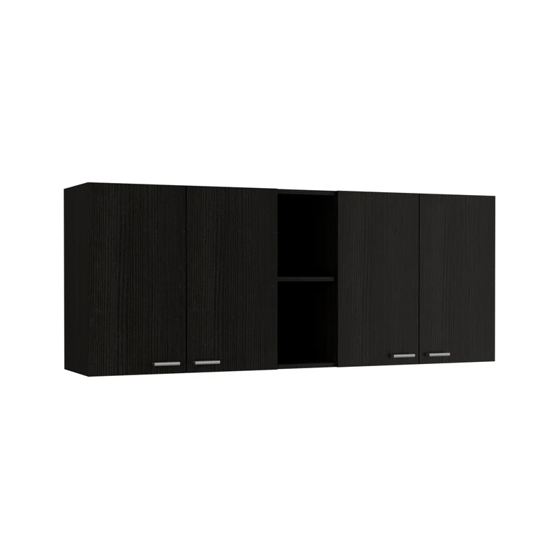 Mueble de pared para cocina Rochet en melamina con 4 gabinetes y 3 estantes
