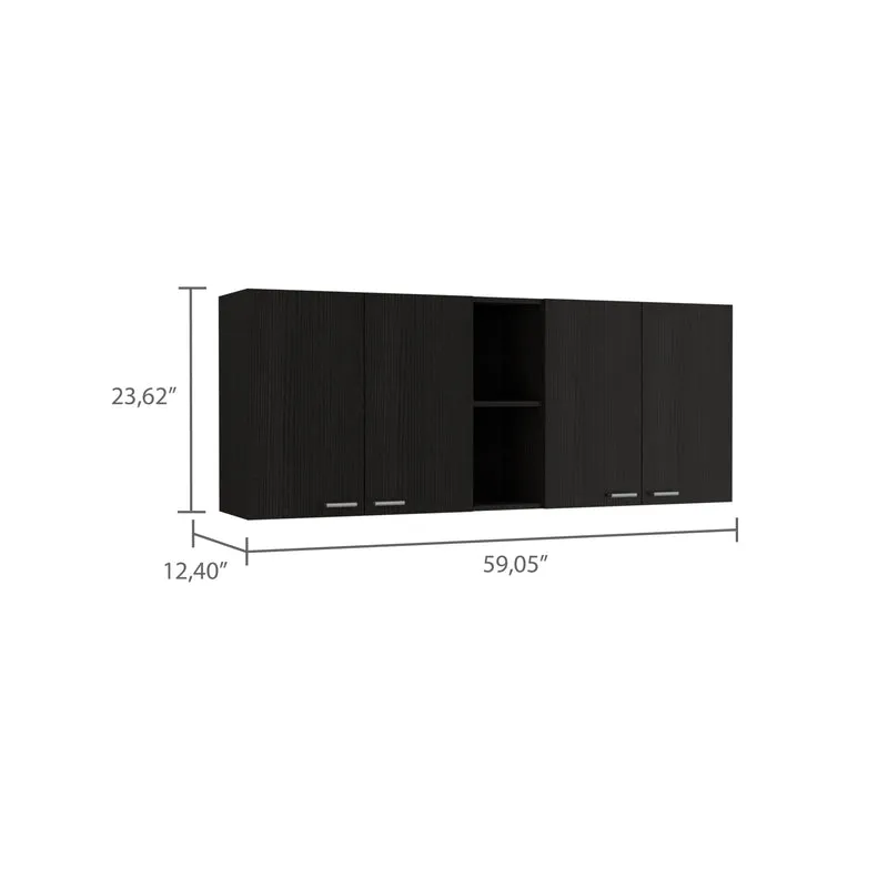 Mueble de pared para cocina Rochet en melamina con 4 gabinetes y 3 estantes