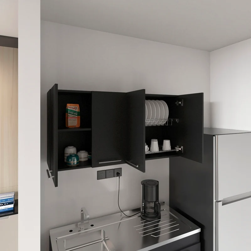 Mueble de pared para cocina Paris en melamina con 4 gabinetes y 2 estantes
