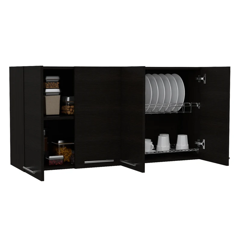 Mueble de pared para cocina Paris en melamina con 4 gabinetes y 2 estantes