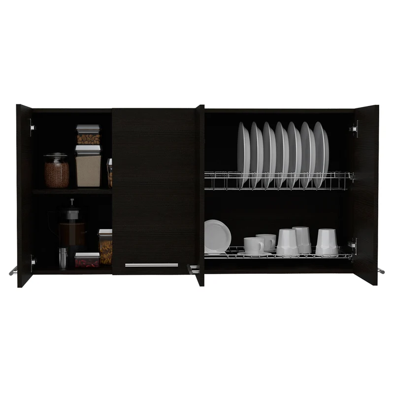 Mueble de pared para cocina Paris en melamina con 4 gabinetes y 2 estantes