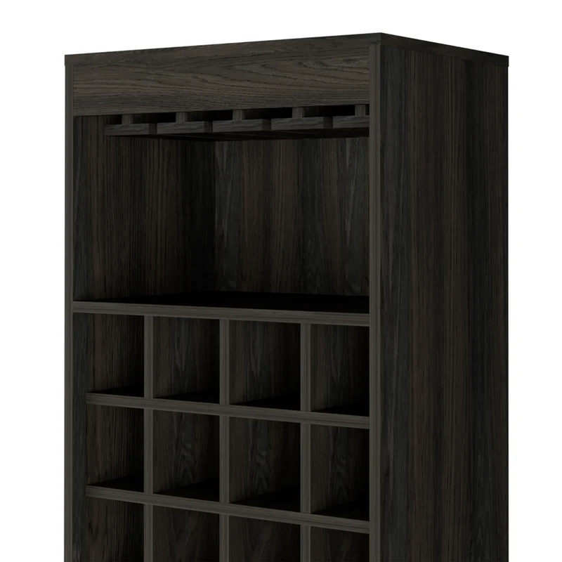 Mueble Bar kava espresso en melamina con Estante para Copas y Gabinete Inferior