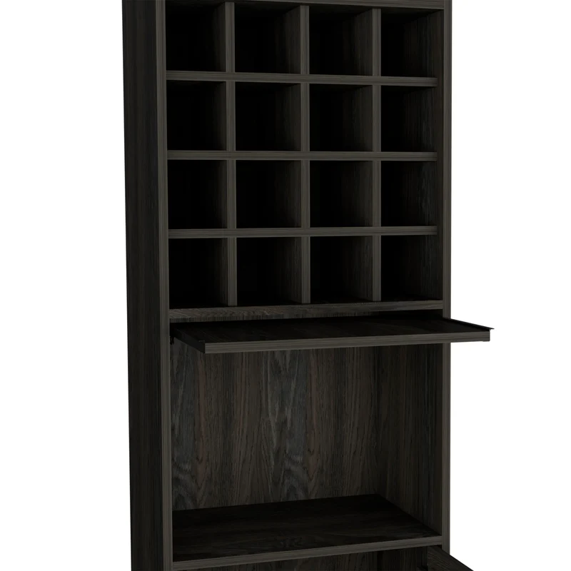 Mueble Bar kava espresso en melamina con Estante para Copas y Gabinete Inferior