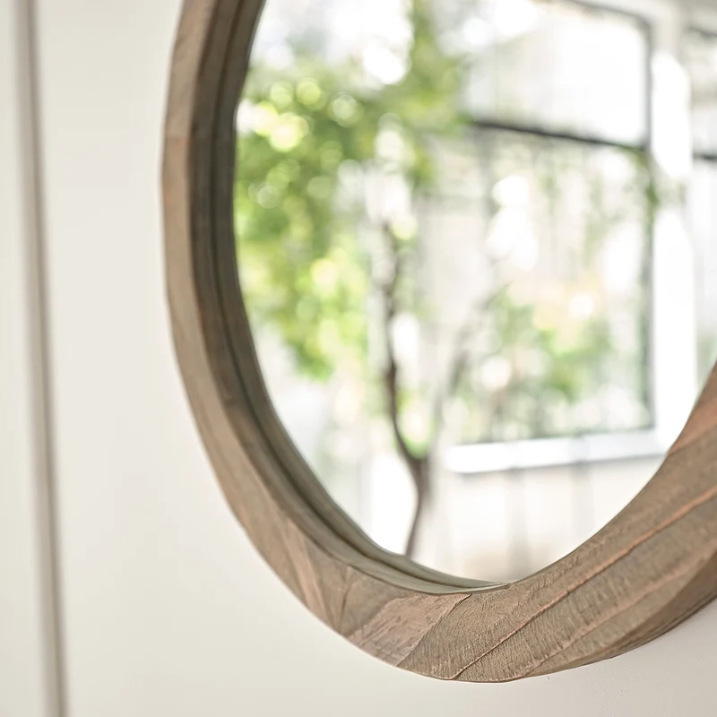 Espejo redondo de madera maciza reciclada Ø 50 cm