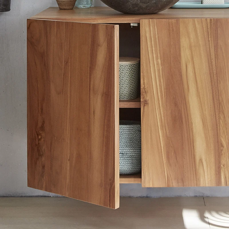 Mueble de lavabo de teca maciza suspendido 80 cm