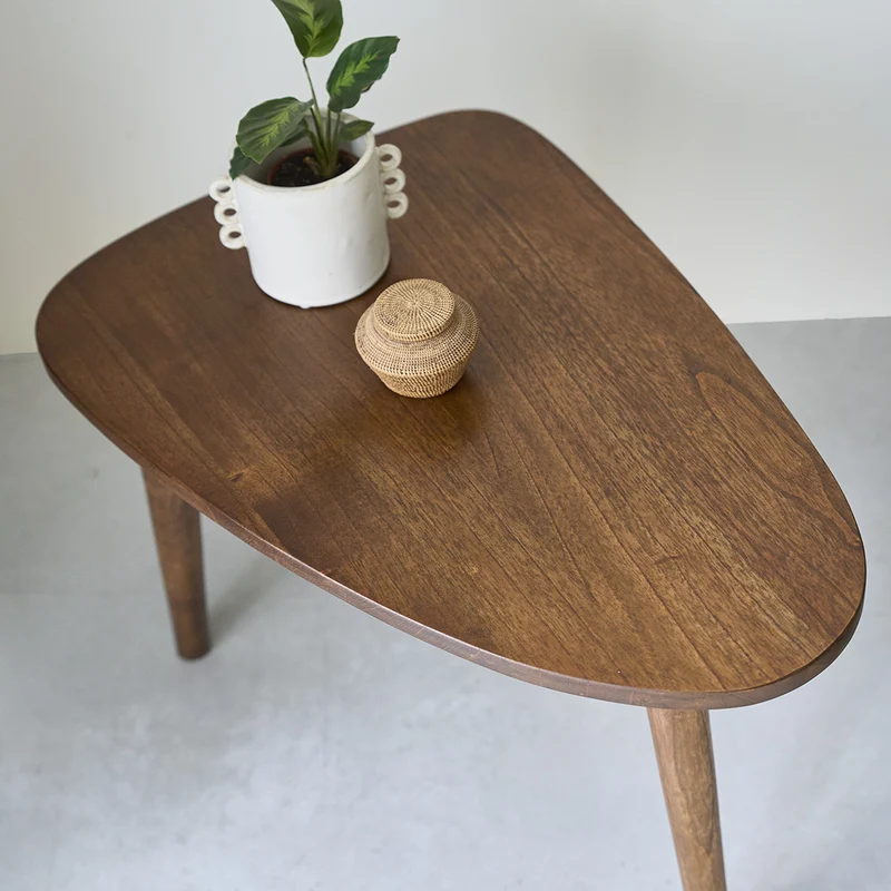 Mesa de centro de mindi macizo acabado nogal 62 cm