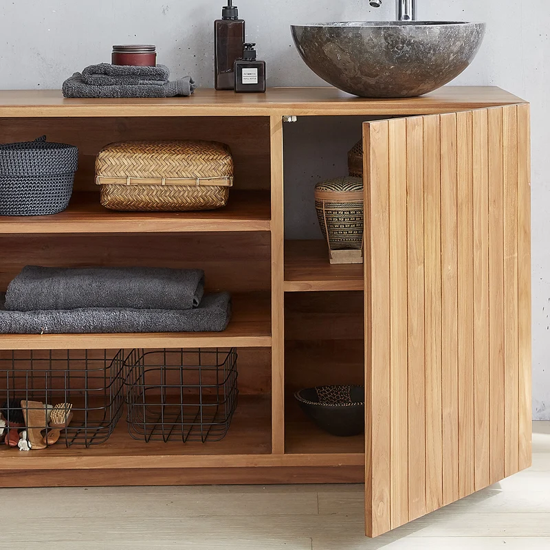 Mueble de lavabo de teca maciza 120 cm