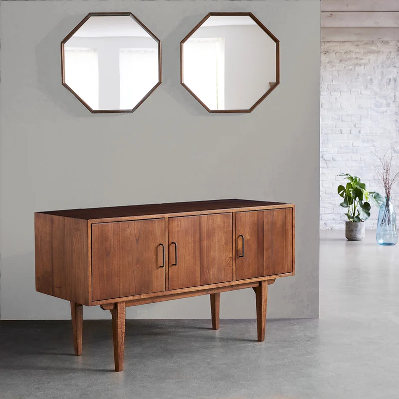 Mueble de baño de mindi macizo 135 cm doble tablero