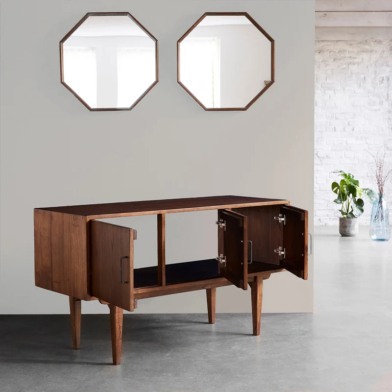 Mueble de baño de mindi macizo 135 cm doble tablero