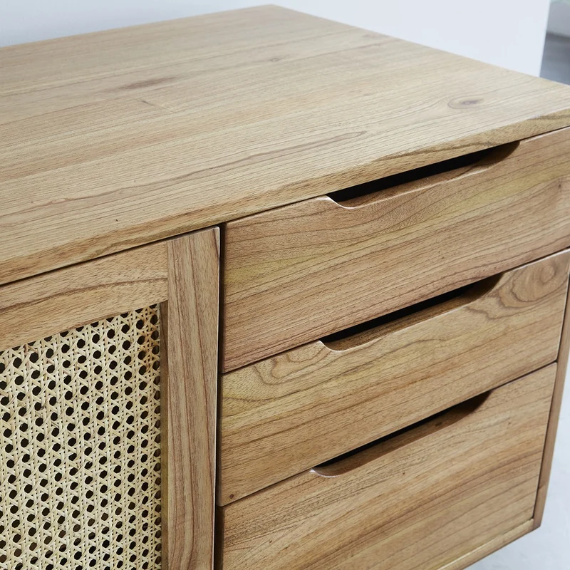 Mueble de lavabo de mindi macizo y rejilla 135 cm