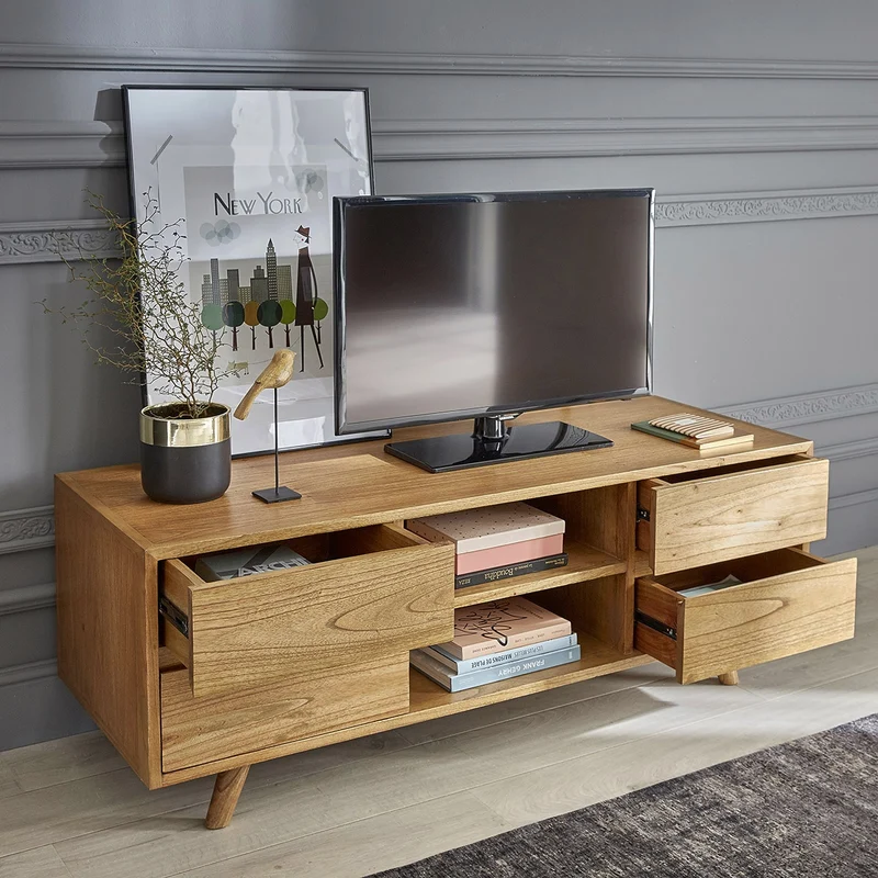 Mueble de TV de mindi macizo 140 cm