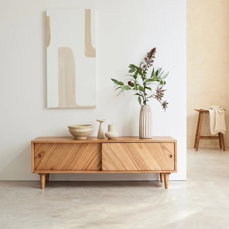 Mueble de TV de mindi macizo de 135 cm