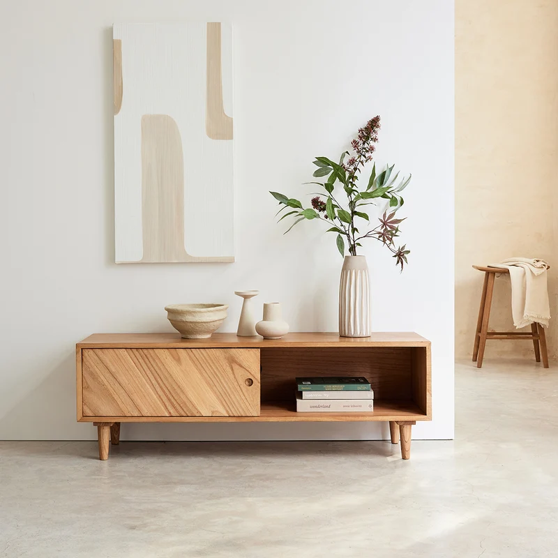 Mueble de TV de mindi macizo de 135 cm