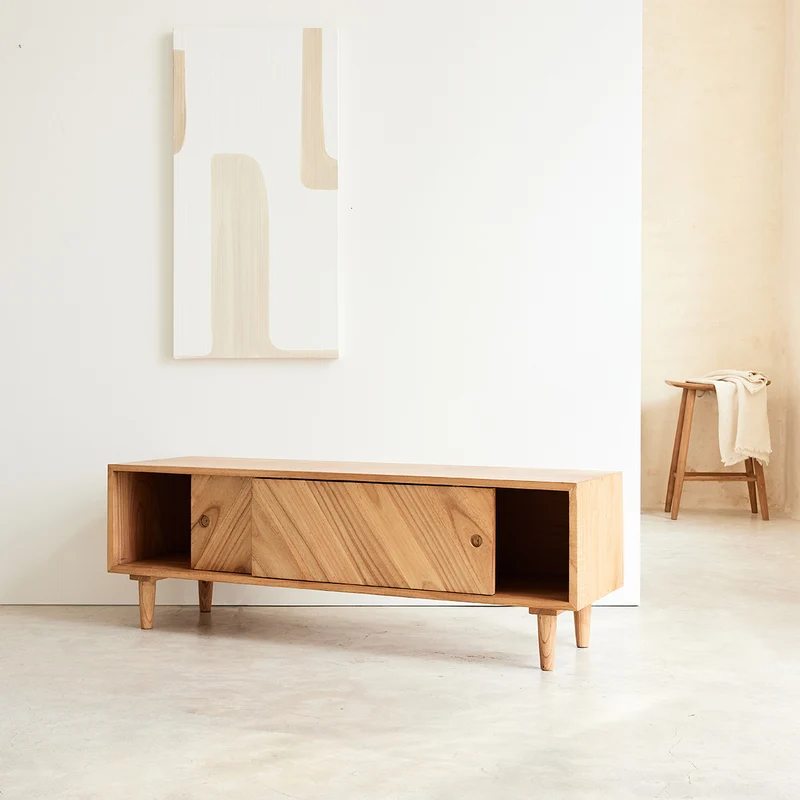 Mueble de TV de mindi macizo de 135 cm