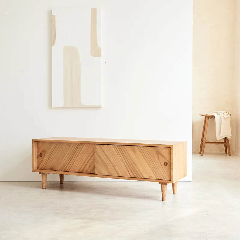 Mueble de TV de mindi macizo de 135 cm