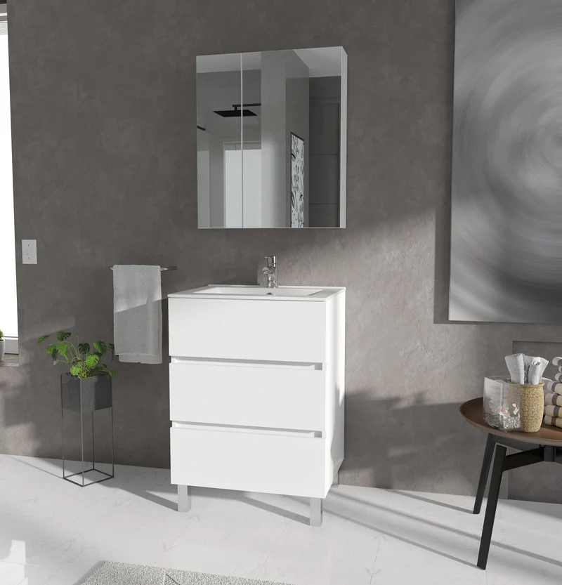 Siracusa | Mueble Baño al Suelo | 3 Cajones con Cierre Amortiguado y Lavabo Cerámico