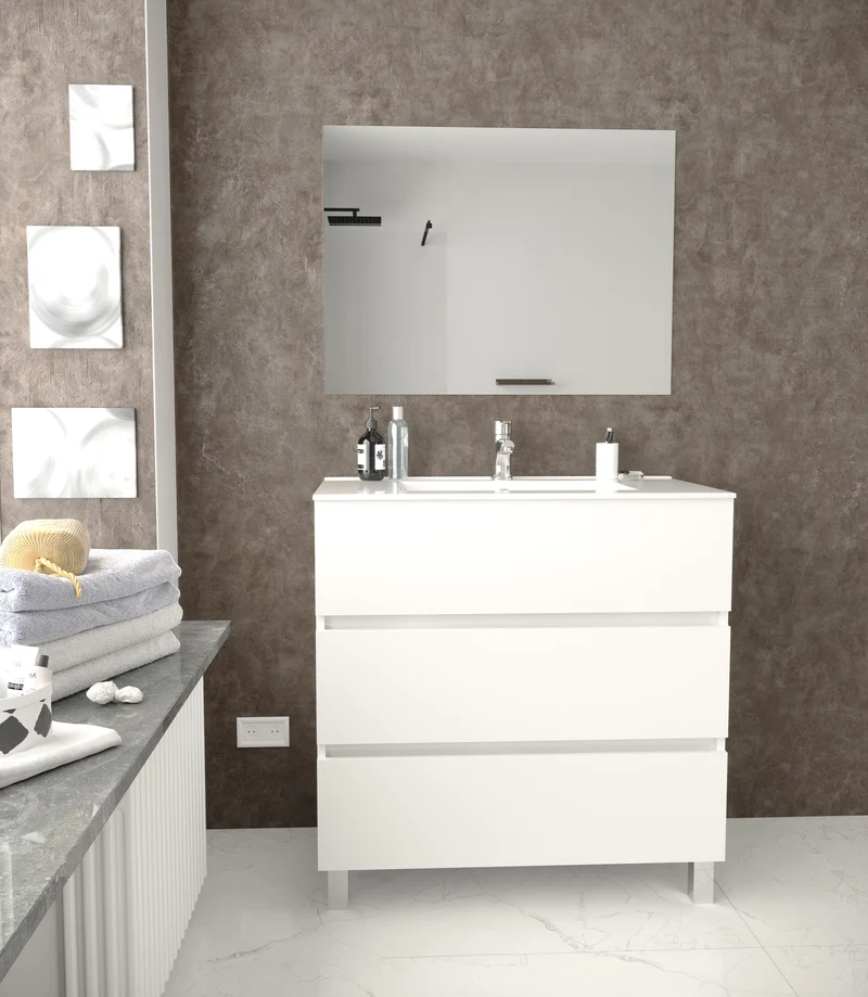 Siracusa | Mueble Baño al Suelo | 3 Cajones con Cierre Amortiguado y Lavabo Cerámico