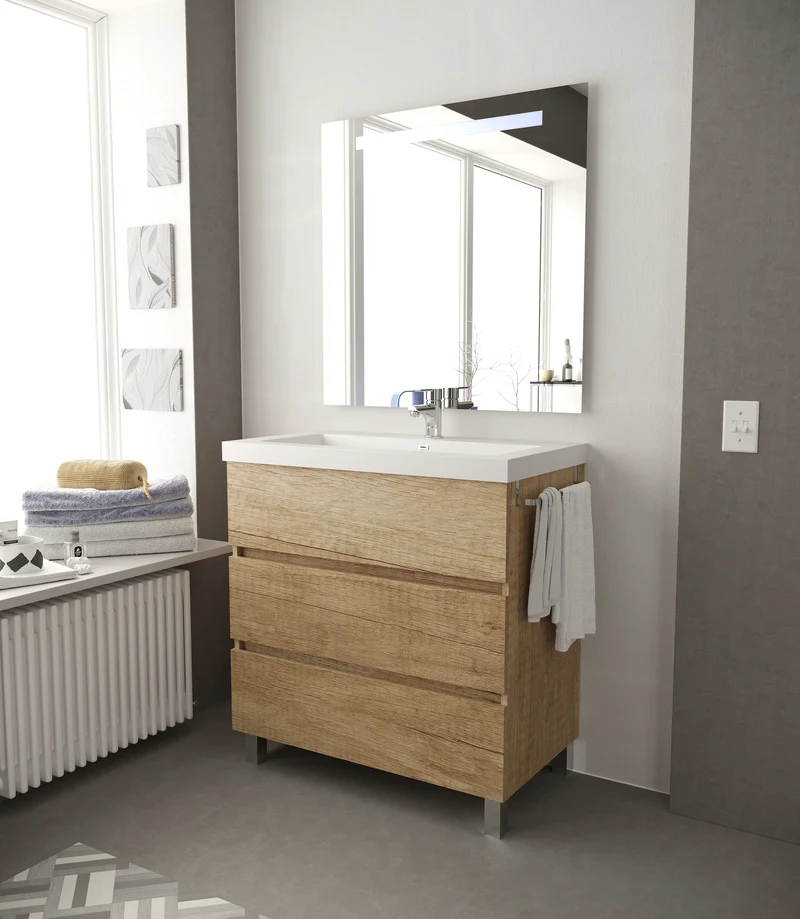 Siracusa | Mueble Baño al Suelo | 3 Cajones con Cierre Amortiguado y Lavabo Cerámico