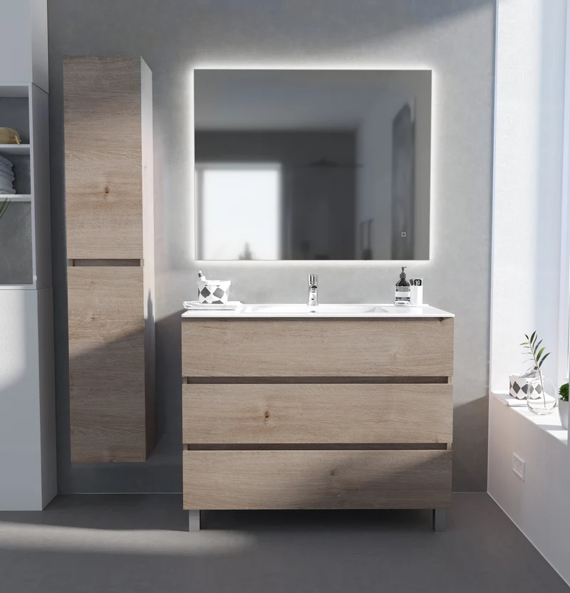 Siracusa | Mueble Baño al Suelo | 3 Cajones con Cierre Amortiguado y Lavabo Cerámico