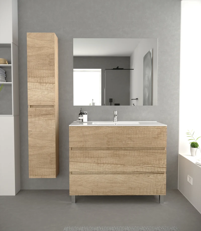 Siracusa | Mueble Baño al Suelo | 3 Cajones con Cierre Amortiguado y Lavabo Cerámico