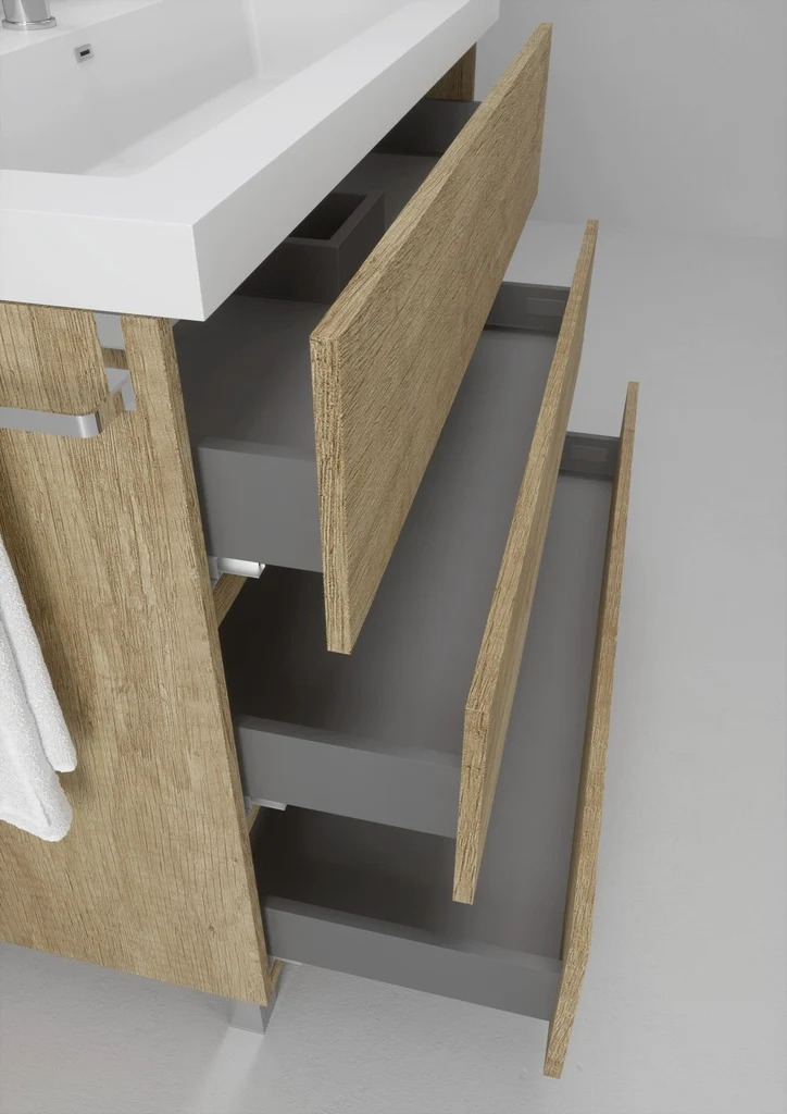 Siracusa | Mueble Baño al Suelo | 3 Cajones con Cierre Amortiguado y Lavabo Cerámico