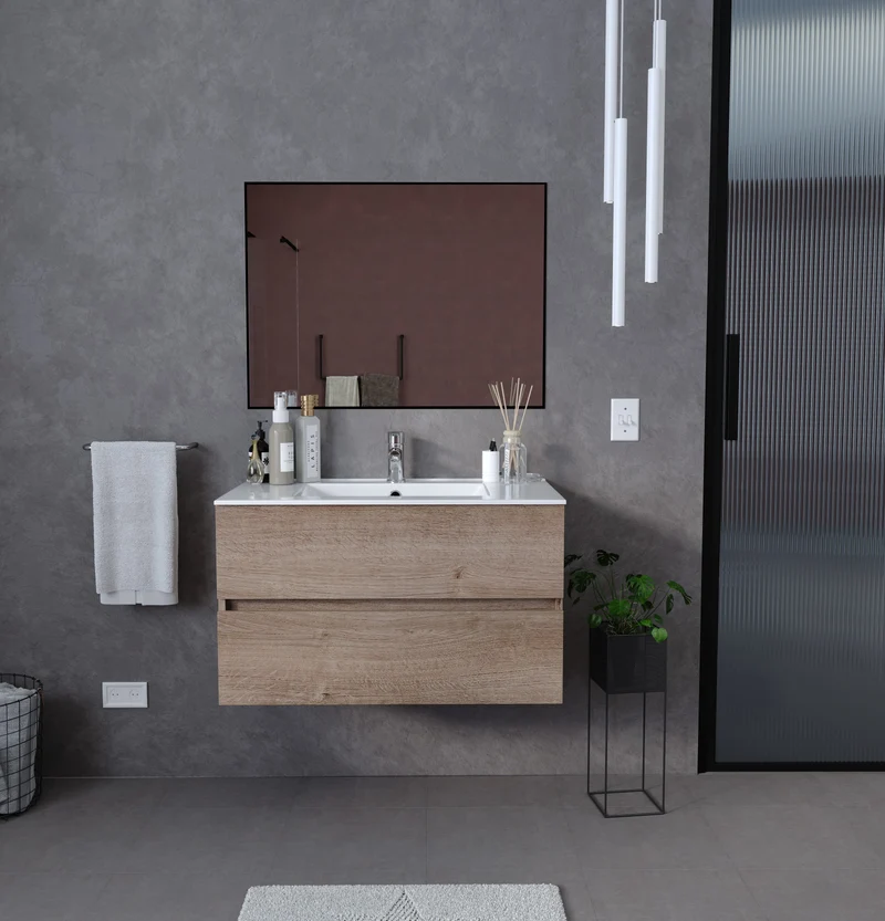 Manhattan | Mueble Baño Suspendido | 2 Cajones con Cierre Amortiguado y Lavabo Cerámico