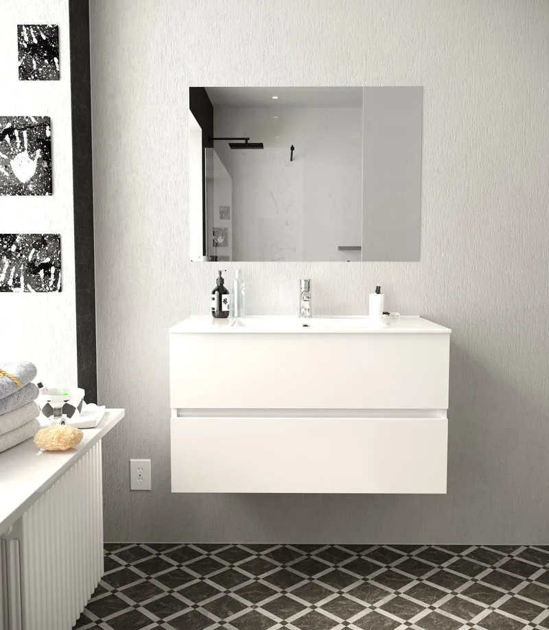 Manhattan | Mueble Baño Suspendido | 2 Cajones con Cierre Amortiguado y Lavabo Cerámico