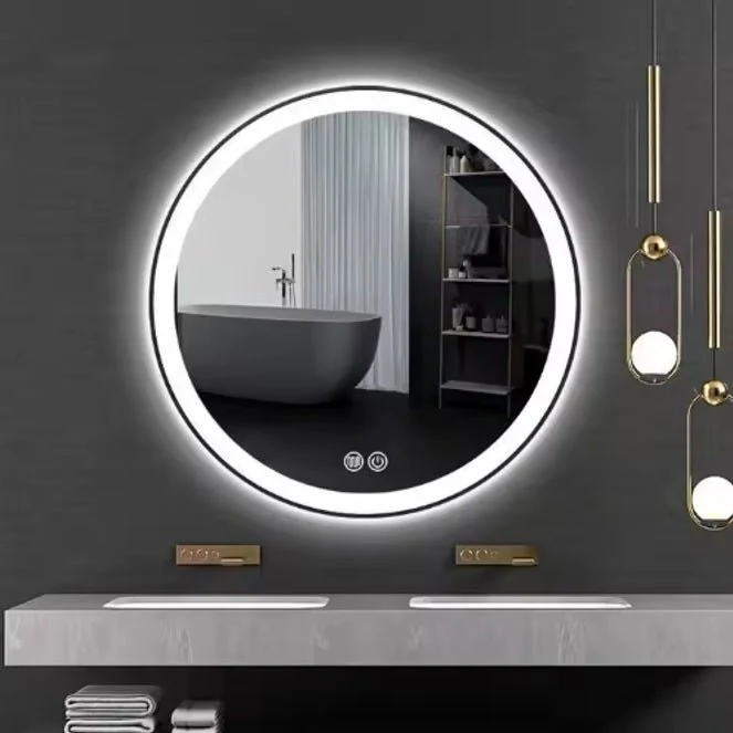 Espejo led baño con marco circular de pared antivaho 60-80 cm