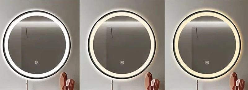 Espejo led baño con marco circular de pared antivaho 60-80 cm