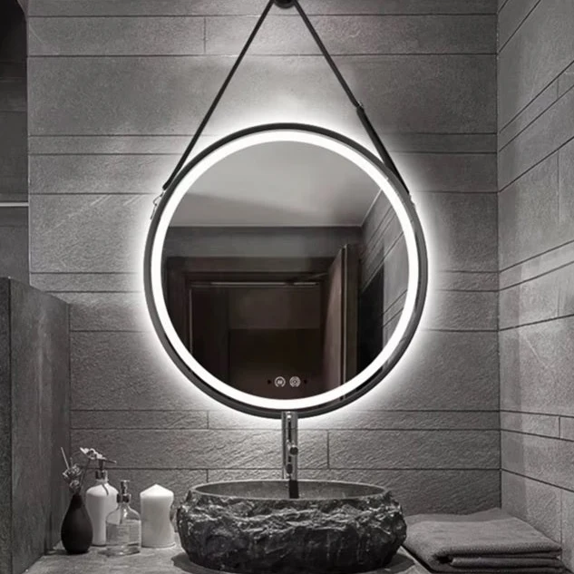Espejo led circular colgado para baño antivaho 60-80 cm
